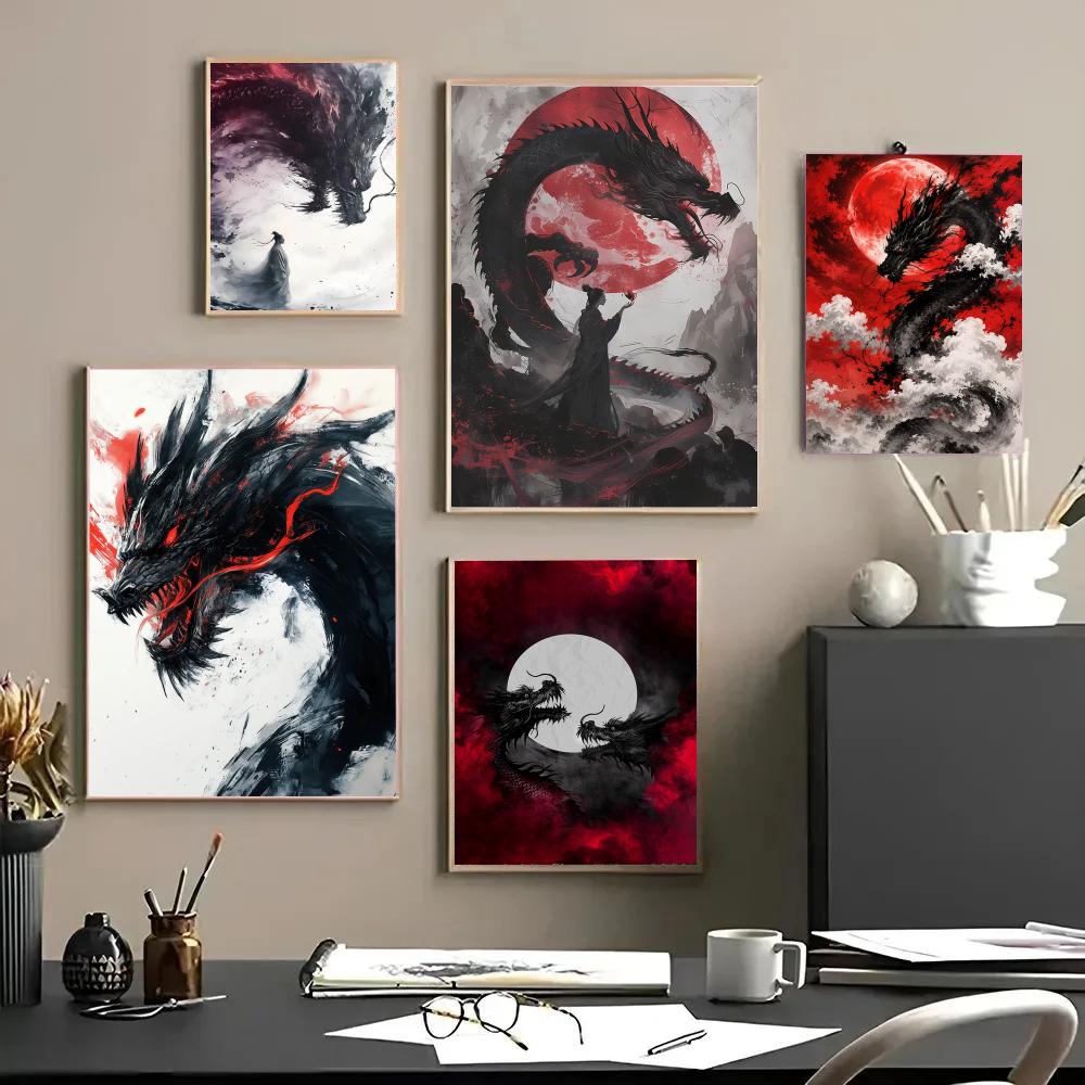 Póster de dragón negro, pegati - Esports Gaming Room reseña y precio
