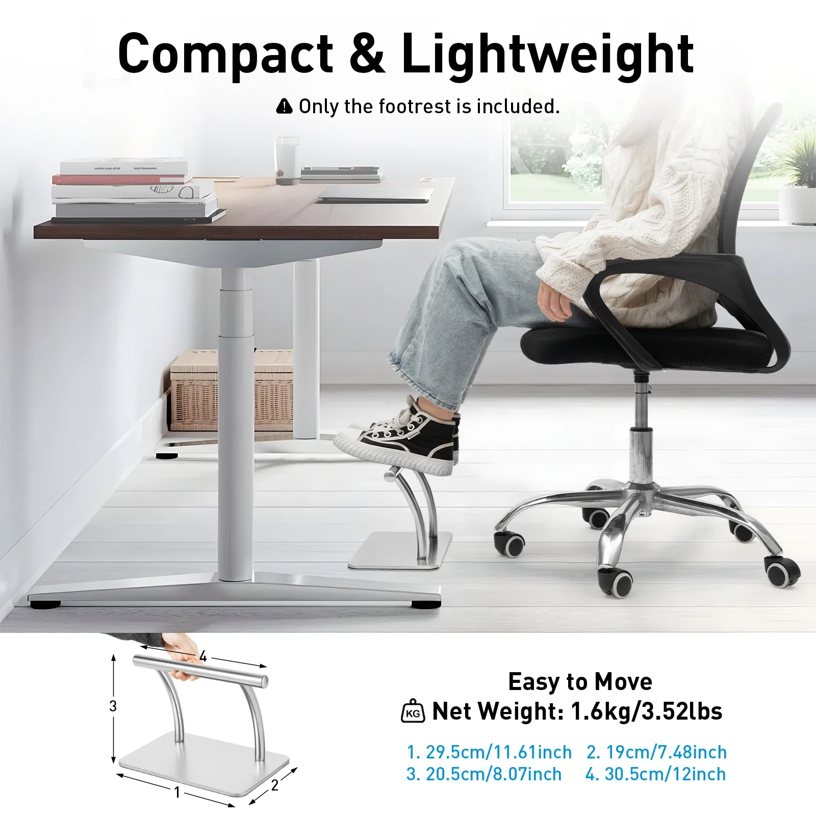Reposapiés de acero inoxidable - Footrest Under Desk reseña y precio